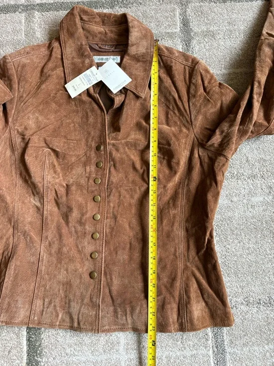 Coldwater Creek Women's Brown Suede Button-Front Jacket Size L NWT - Picture 12 of 14